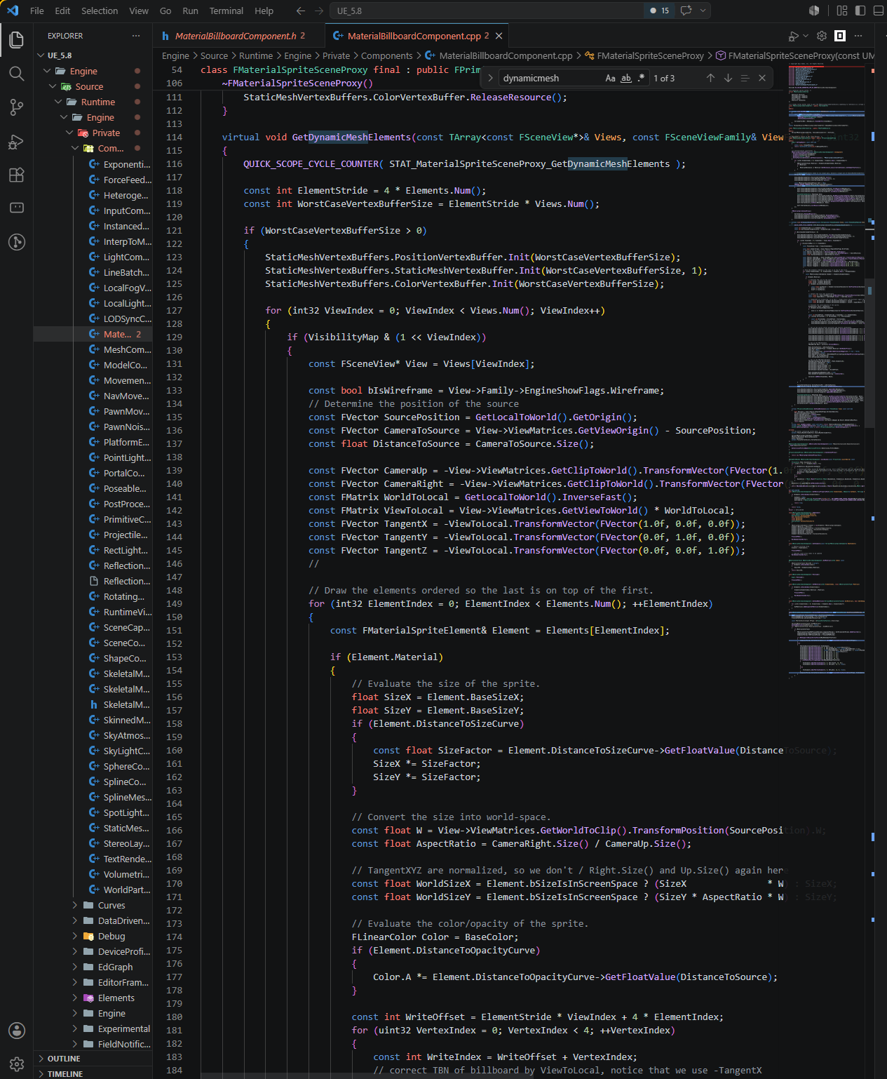Material billboard scale and camera behavior screenshot