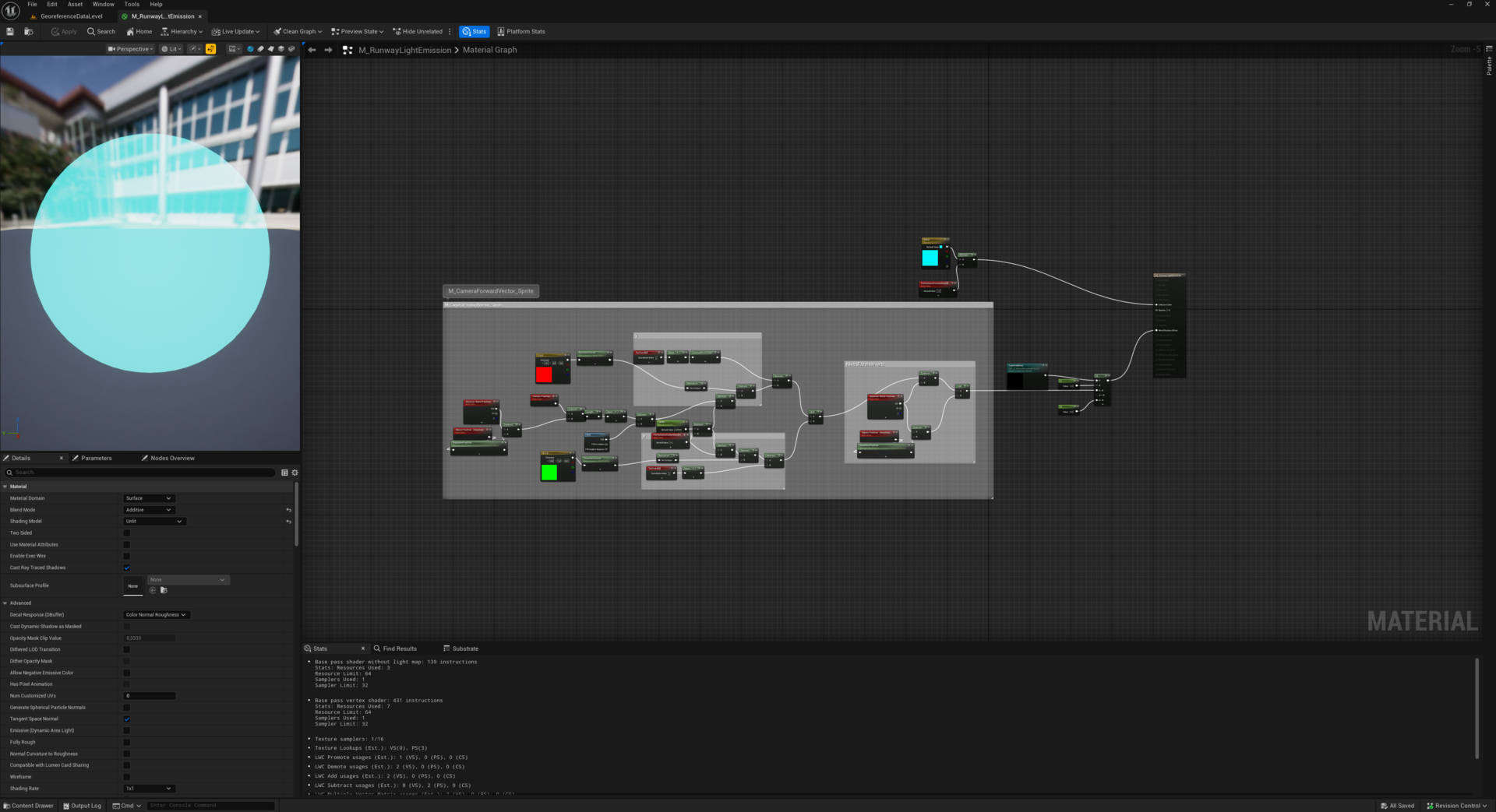 Material billboard result screenshot in Unreal Engine