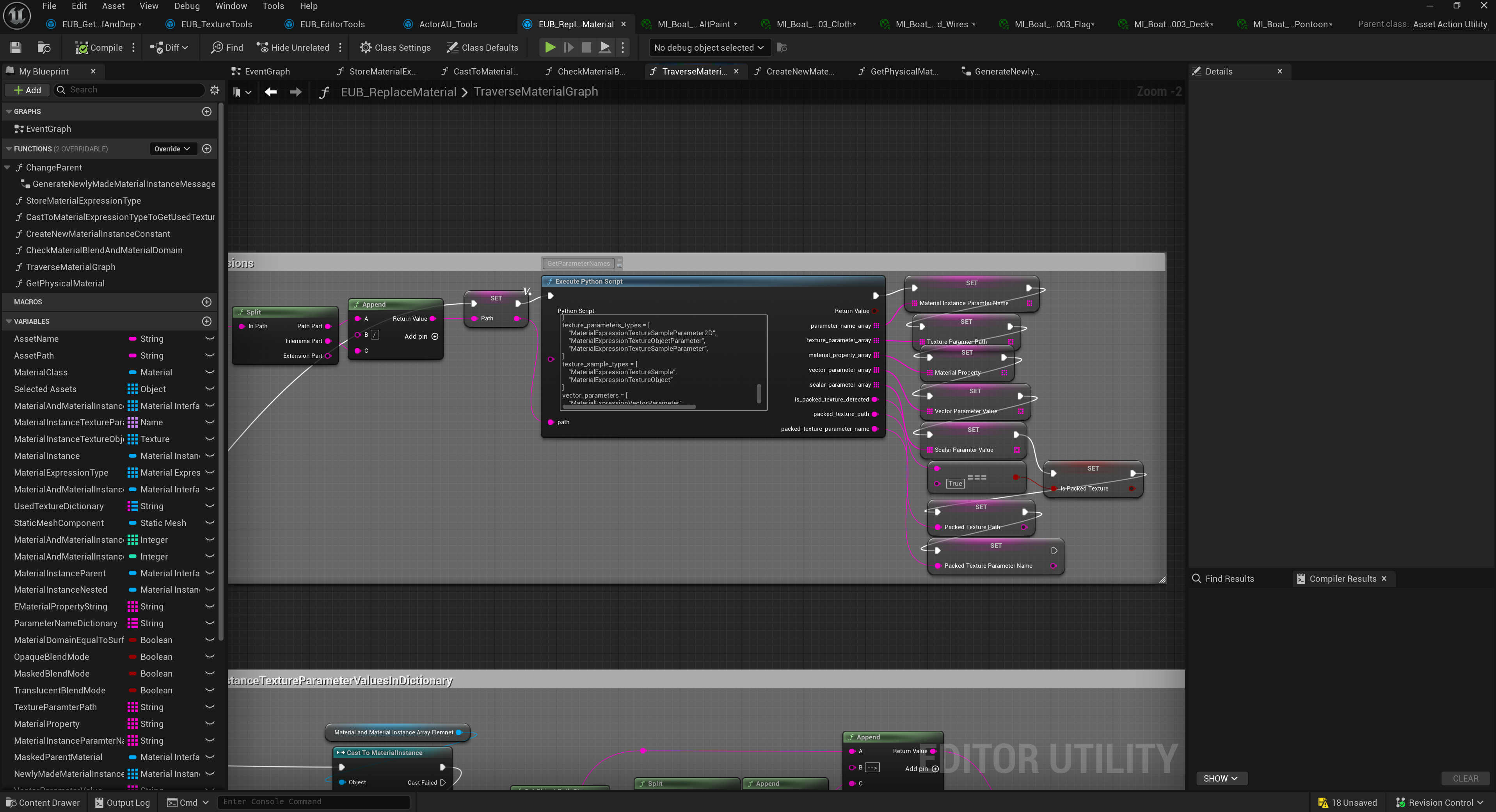 Material reparenting tool result screenshot