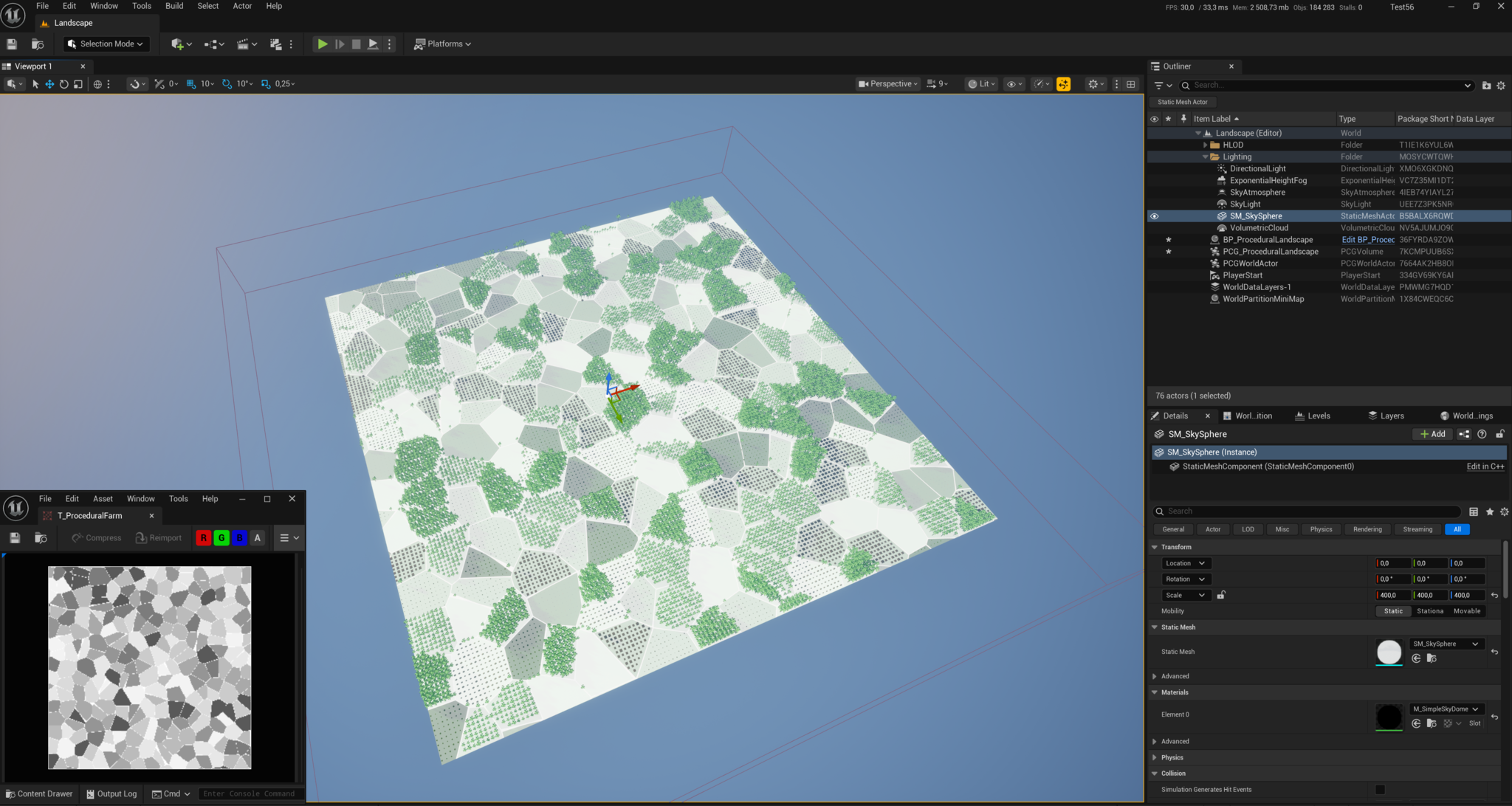 Voronoi world generator material and region preview 3